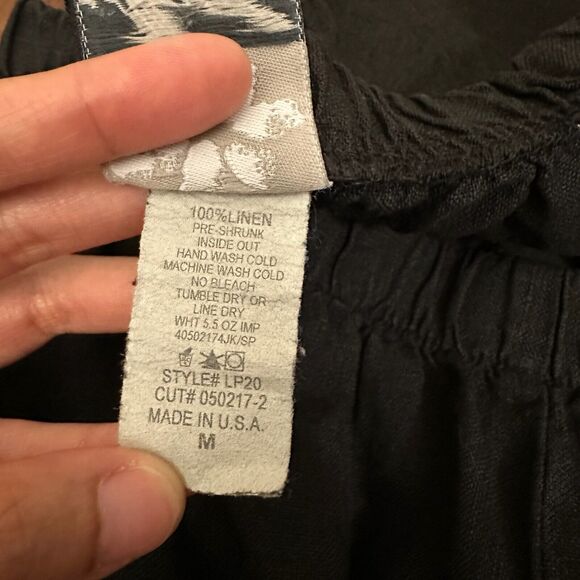 MATCH POINT Linen Basic Pull-On Capri Pants in Black #LP20 Lagenlook - Picture 9 of 12